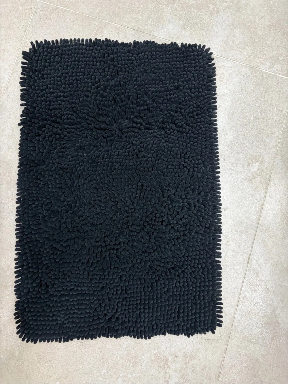 Black Chenille Bathroom rug 2 piece set: 30”x20” + 24”x26”